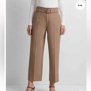 Club Monaco tan wide leg wool pant with belt, size 8